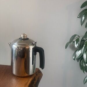 Elegant Stainless Steel Coffee Percolator with Black Handle